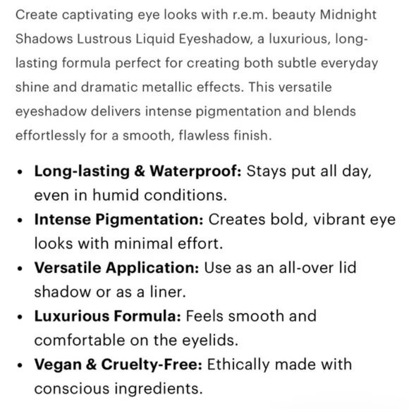 R.E.M. BEAUTY Midnight Shadows Matte Liquid Eyeshadow As If NIB - Picture 5 of 12